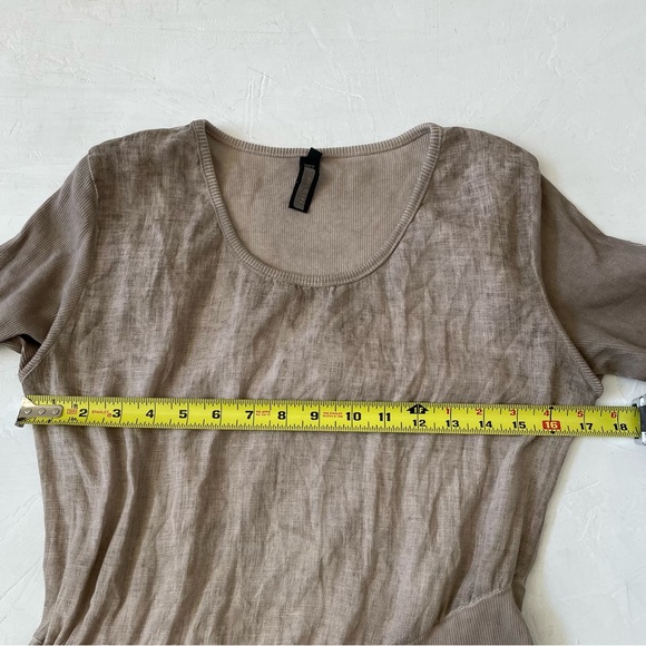 Inizio Italian Linen Magic Dress Taupe 3/4 Sleeves Dress Size L - Picture 5 of 8